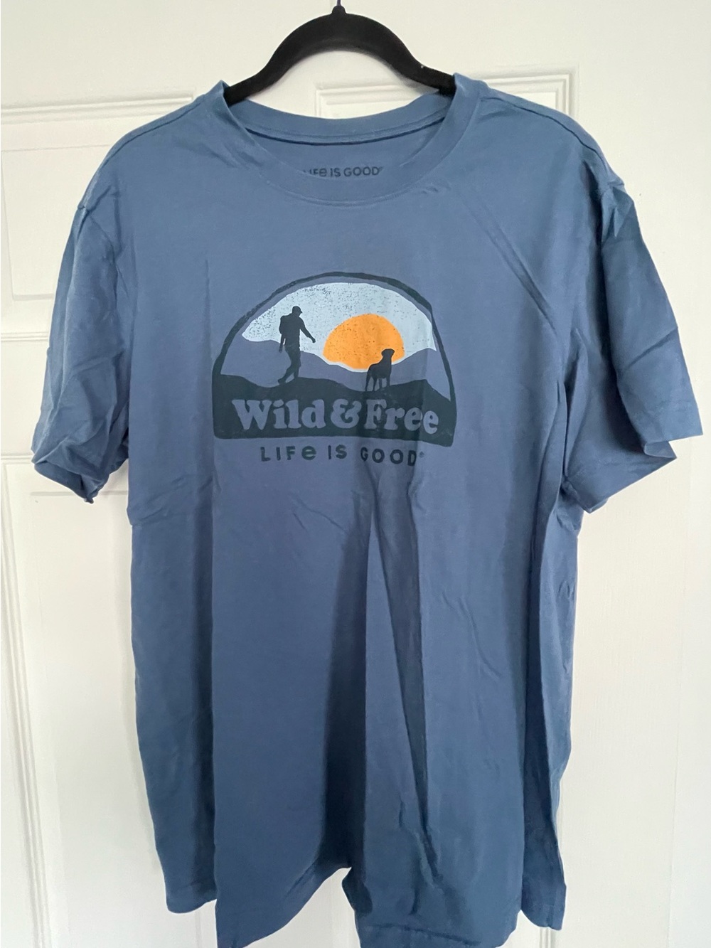 Life Is Good Blue 'Wild & Free' Graphic Tee with Orange Sun